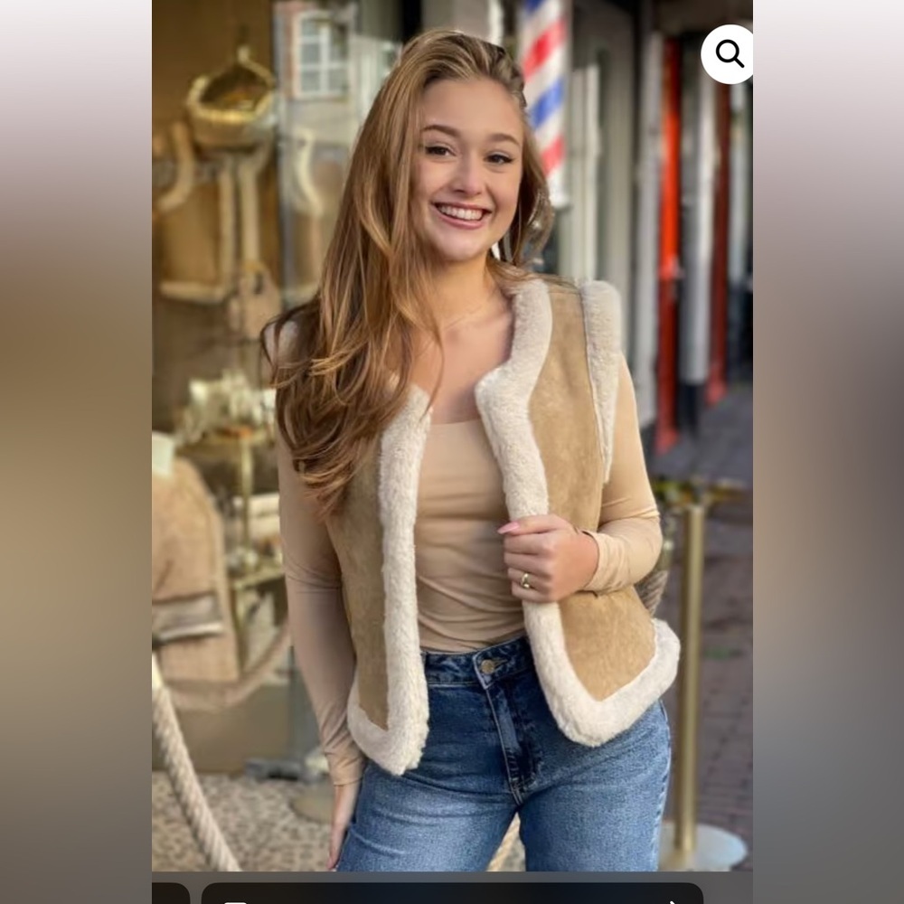DROLE DE COPINE FAUX FUR LAMMY GILET BEIGE  SIZE S/M